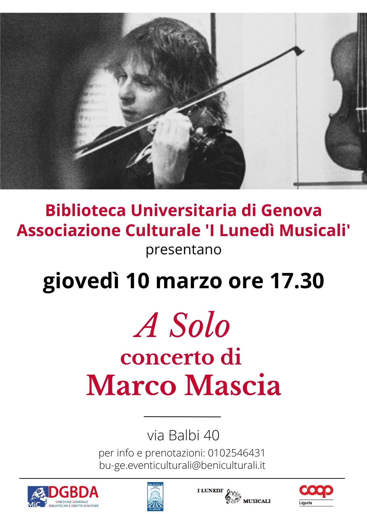 I LUNEDI MUSICALI IN BIBLIOTECA UNVERSITARIA DI GENOVA